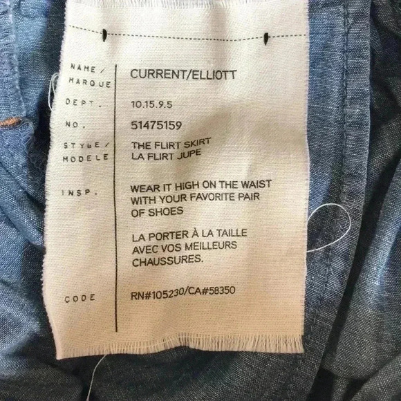 Current/Elliott The Flirt Skirt  Chambray Size 2 - Picture 6 of 7